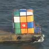 Giant Underwhelming Rubik's Cube Floats On Ugly Barge In New York Harbor